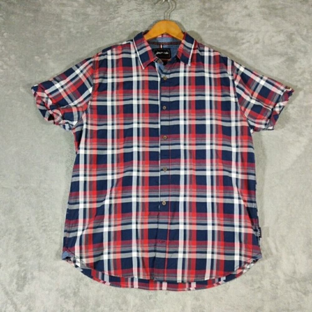 Aeropostale‎ Shirt Mens XL Button Up Medium Plaid Short Sleeve Collared Casual